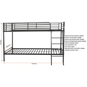 Dore Single (3') Futon Bunk Bunk Bed Black