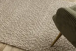 Wool carpet TAHAR 99005C beige - HAND-WOVEN loop, uniform 120x180 cm