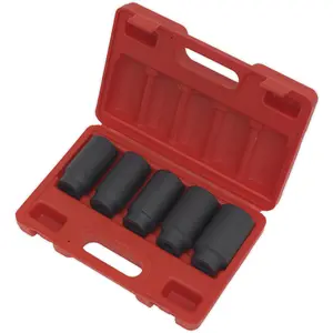 5 PACK - 29mm to 36mm DEEP Impact Socket Set - 1/2" Square Drive - 6 Pt Hub Nut