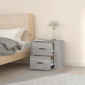 Berkfield Wall-mounted Bedside Cabinet Grey Sonoma 50x36x47 cm