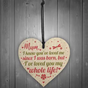 Red Ocean Mummy Mum Gifts For Daughter And Son Wooden Heart Birthday Christmas Gift Keepsake