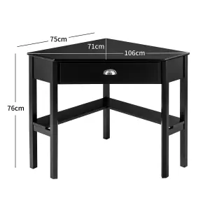 Costway Corner Desk Computer Table Home Office Writing Workstation w/ Drawer & Shelves