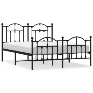 Berkfield Metal Bed Frame with Headboard and Footboard Black 140x200 cm