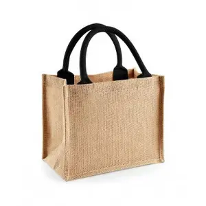 Westford Mill Jute Mini Gift Bag (6 Litres) (Pack Of 2) Natural/Black (One Size)