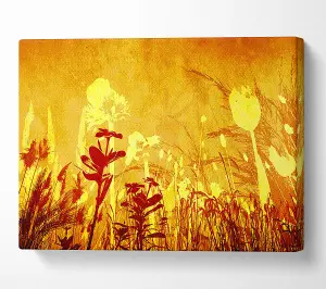 Golden Slash Flowers Canvas Print Wall Art - Medium 20 x 32 Inches