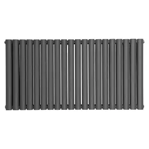 Right Radiators 600x1180mm Horizontal Double Oval Column Designer Radiator Anthracite