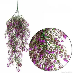 Artificial Hanging Vines Plants, Artificial Ivy Leaves Garland, Faux Fake Plastic Decorative Artificial Plants Purple Red