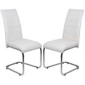 Furniture in Fashion Daryl White Faux Leather Dining Chairs With Chrome Legs In Pair