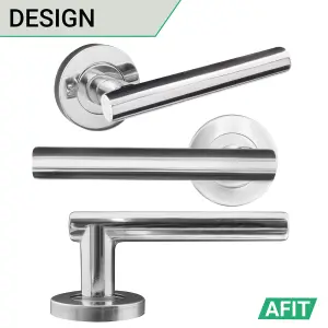 AFIT Polished Chrome Door Handle Latch set, Pack of 4 - Latch (64mm), Hinges (76mm) Olvera Range