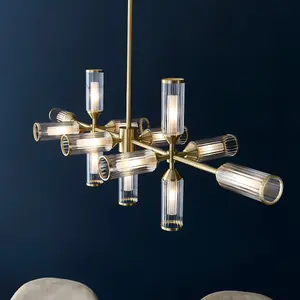 Luminosa Trieste Bar Pendant Ceiling Light Satin Brass Plate, Clear, Frosted Glass