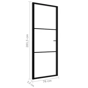 Berkfield Interior Door ESG Glass and Aluminium 76x201.5 cm Black