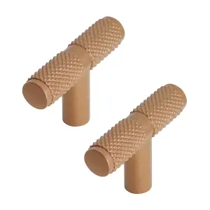 DecorAndDecor - AURELIA Matt Bronze Knurled T-bar Cabinet Knob Drawer Cupboard Kitchen Pull Handles - Pair