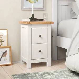 Aubusson 2 Drawer Bedside Table Off White