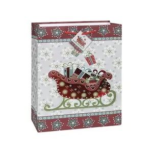 Unique Party Sleigh Christmas Gift Bag Grey/Maroon/Green (One Size)