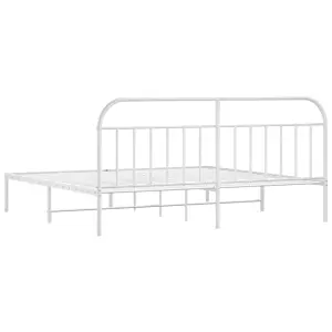 Berkfield Metal Bed Frame with Headboard White 200x200 cm