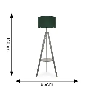 ValueLights Morrigan Modern Grey Wood Tripod Design Floor Lamp Base with Storage Shelf