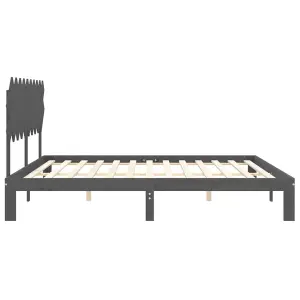 Berkfield Bed Frame with Headboard Grey 200x200 cm Solid Wood