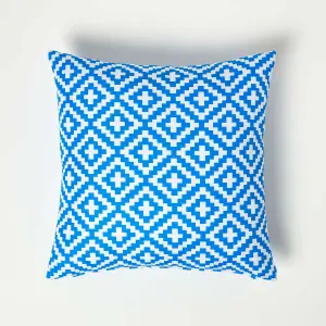 Homescapes Blue Geometric Outdoor Cushion 45 x 45 cm, Set of 2