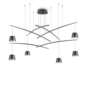 Luminosa Fish LED 6 Light Cluster Ceiling Pendant Black