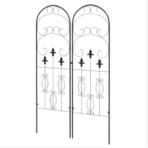 Outsunny Set of 2 Metal Trellis for Climbing Plants, Scrolls Design, 45 x 150cm