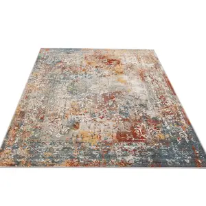 Elegant Meadow Green Multicoloured Distressed Rug 190x280cm