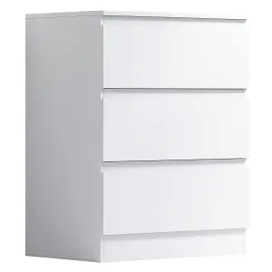 Matt White Chest Of 3 Drawers Scratch Resistant Bedroom Furniture