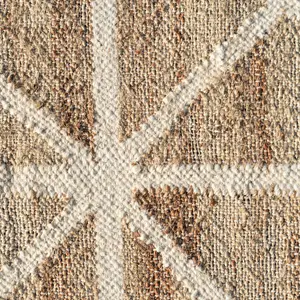 Handwoven Natural Beige Geometric Jute Area Rug 120x170cm