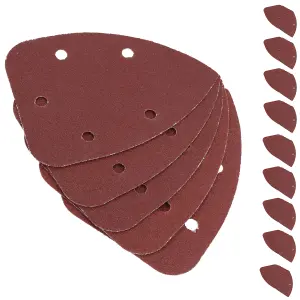 Hook And Loop Detail Sanding Pads Discs 140mm Triangular 80 Grit Medium 50pc