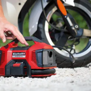 Einhell Power X-Change Cordless Portable Air Compressor - High & Low Pressure Use - With 3pc Adapter Set - Body Only - PRESSITO