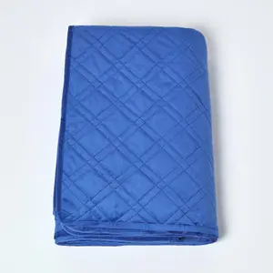 Homescapes Luxury Navy Blue Quilted Velvet Bedspread Geometric Pattern 'Paragon Diamond' Throw, 200 x 200 cm