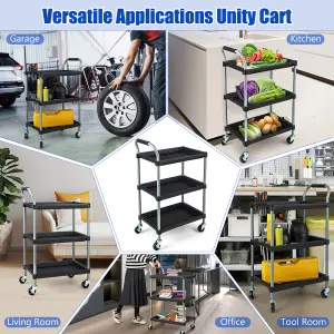 Costway 3 Layer Detailing Tool Cart 102cm Utility Cart Tool Mobile Rolling Cart