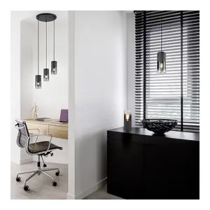 Luminosa Robin Modern Slim Pendant Ceiling Light Black Matt - UK Stock