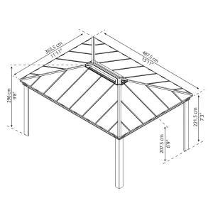 Palram - Canopia Dallas Grey Rectangular Gazebo, (W)4.88m (D)3.64m - Assembly required