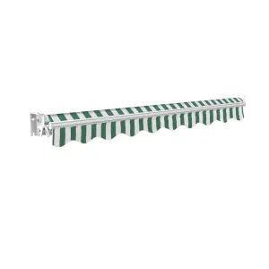 Primrose Awnings 2.0m x 1.5m Retractable Manual No Torsion Bar Green & White Awning Outdoor Patio Canopy