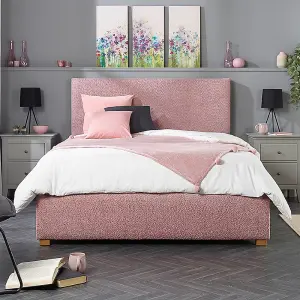 Bouclé Upholstered Garland Ottoman Bed Frame, Blush