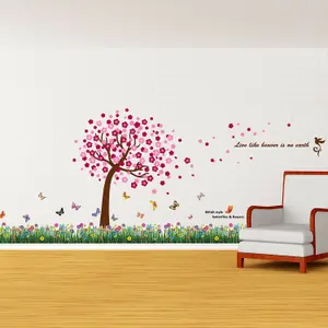 Walplus Combo Kids But Gras Wall Sticker + Huge Pink Tree PVC