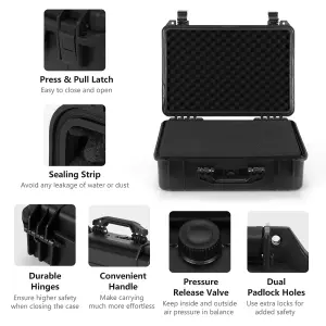 Costway 56 x 44 x 22 cm Waterproof Hard Case Flight Storage Secure Box Camera Protection W/ Foam Insert