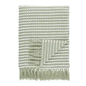 Catherine Lansfield Stab Stitch Embellished 125x150 cm Blanket Throw Sage Green