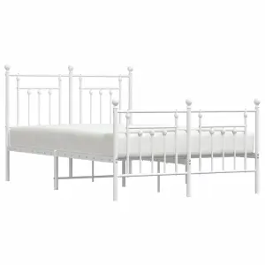 Berkfield Metal Bed Frame with Headboard and Footboard White 120x200 cm