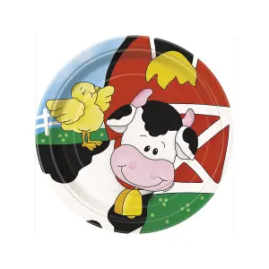 Unique Party Farm Party Plates (Pack of 8) Multicoloured (One Size)