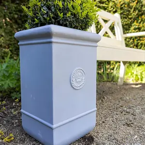 Primose Matte Fibrecotta Debossed Tall Cube Planter In Light Grey 43cm