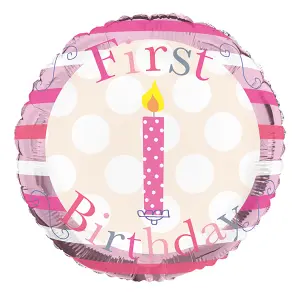 Simon Elvin 18 Inch First Birthday Circular Balloon Pink (One Size)