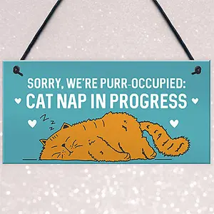 Red Ocean Cat Signs For Home PURR OCCUPIED Hanging Wall Door Sign Funny Cat Sign Funny Cat Gift Pet Gift Birthday Gift