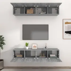 Berkfield TV Cabinets 4 pcs Grey Sonoma 80x30x30 cm Engineered Wood