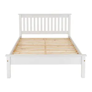 Monaco 5ft Kingsize Wooden Bed Low Foot End in White Finish