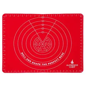 Alfresco Chef Non-Slip Non-Stick Red Silicone Dough and Pastry Rolling Mat with Pizza Base Guide Up to 14"