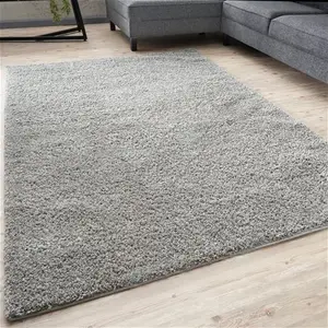 THE RUGS Living Room Rug - Shaggy Soft And Elegant Carpets For The Bedrooms And Kitchen, Easy To Clean, Many Different Sizes (80X150 Cm, Grey)