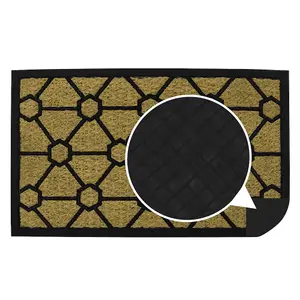 JVL Woven Coir Tuffscrape Doormat, 45x75cm, Geometric