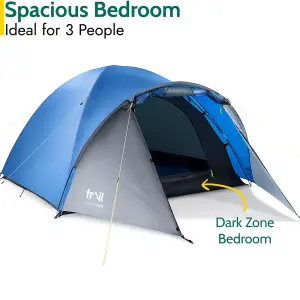 Bracken 3 Man Tent With Porch Waterproof at 3000mm HH Camping Festival Trail