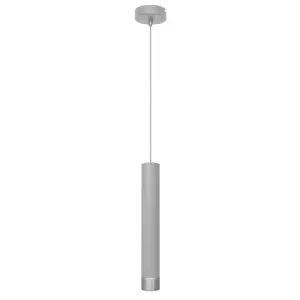 Luminosa Tuba Slim Pendant Ceiling Light Grey, Chrome 10cm